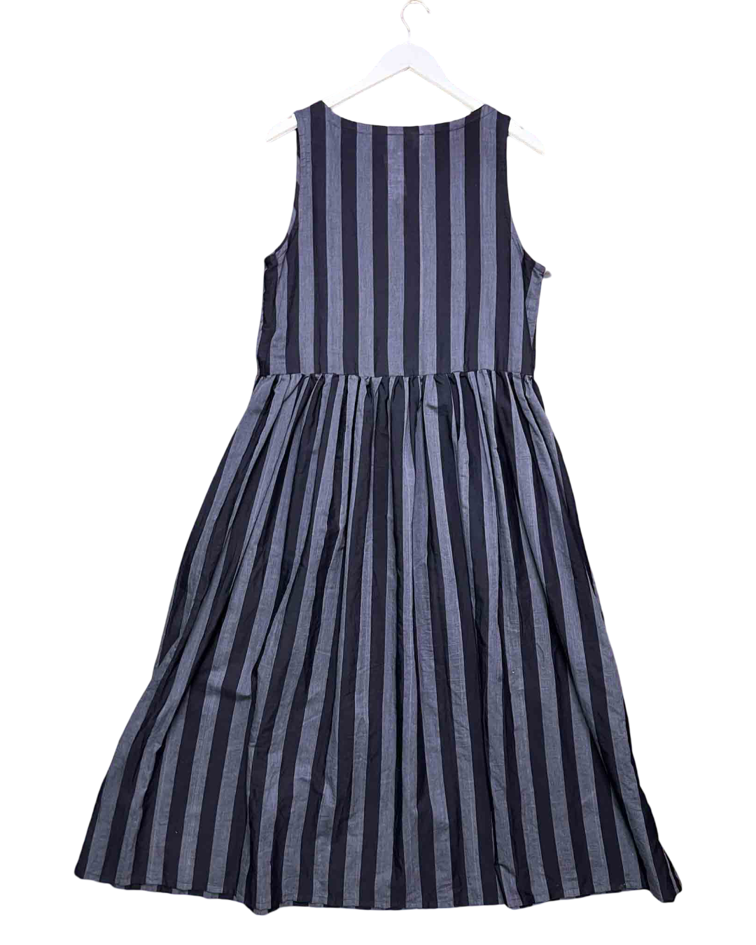 Size S | Mimi Hovlast Black/Grey Organic Cotton Striped Midi Dress