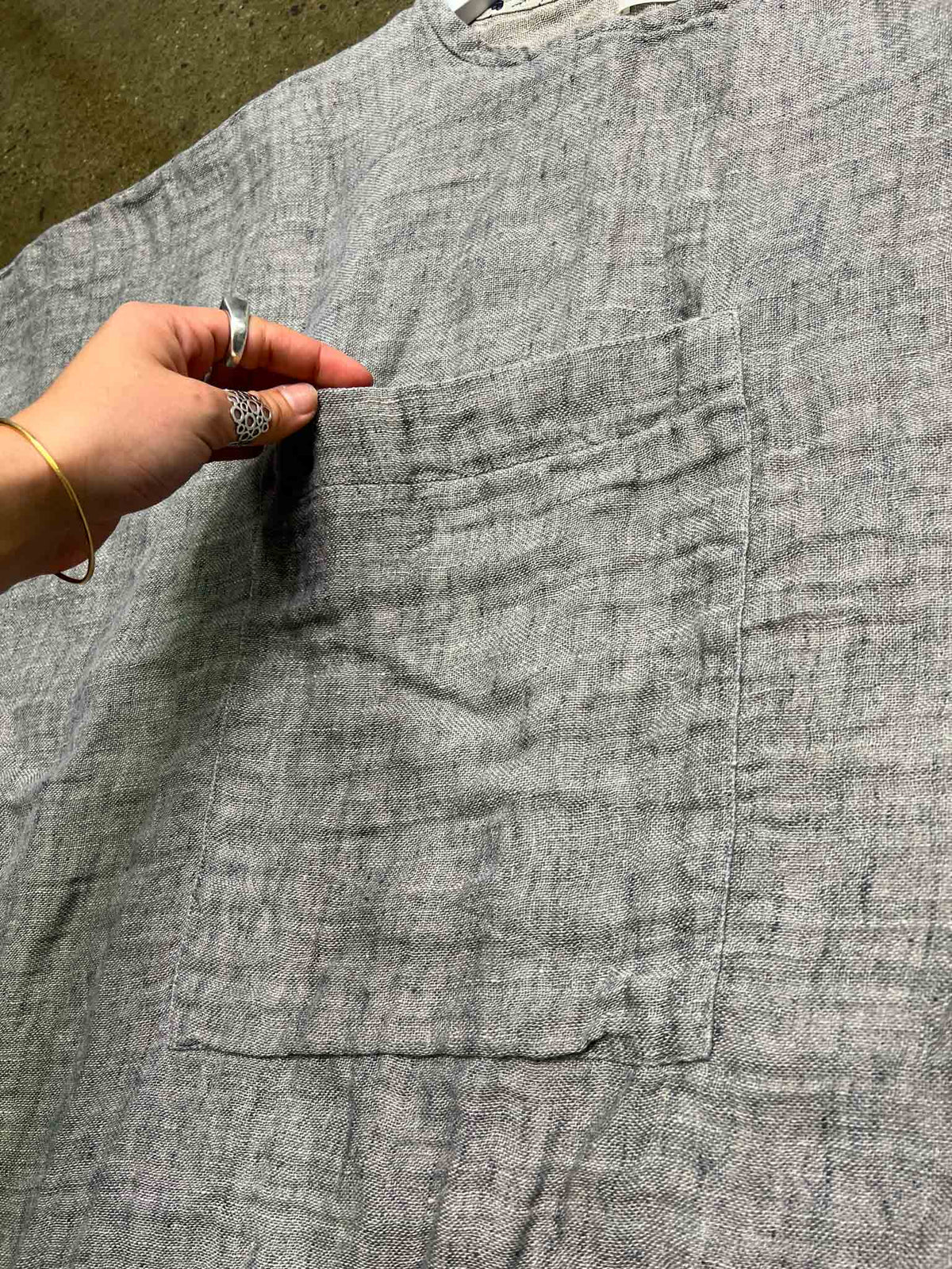Size XL | Lena & Linen Grey Linen Boxy Top