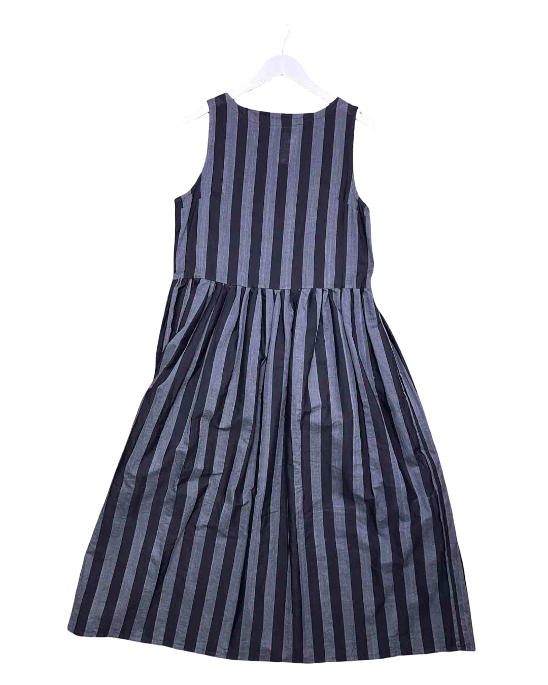 Size S | Mimi Hovlast Black/Grey Organic Cotton Striped Midi Dress