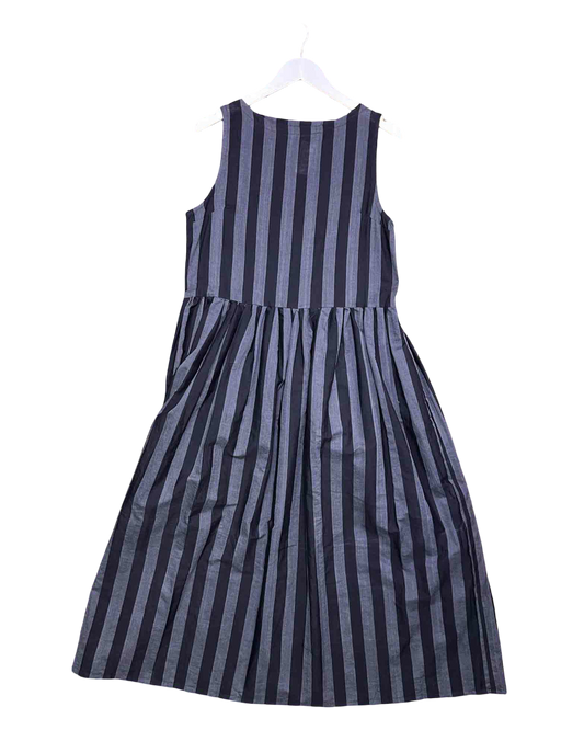 Size S | Mimi Hovlast Black/Grey Organic Cotton Striped Midi Dress
