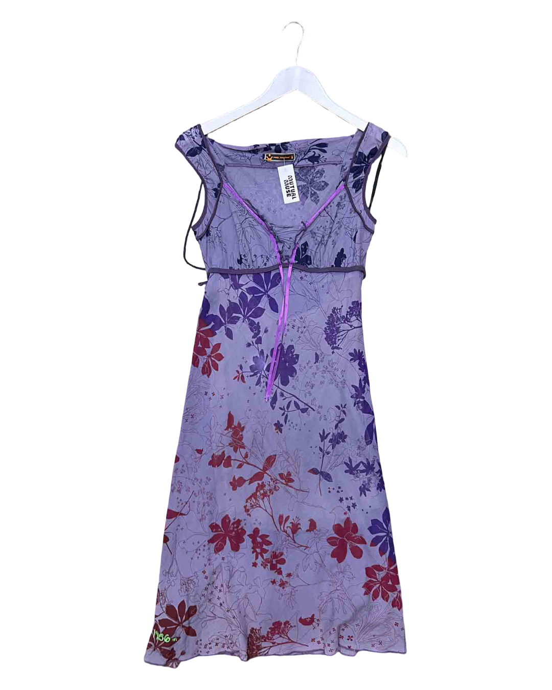 Size 38 (M) | Cop Copine Purple Cotton Lace-Up Midi Dress