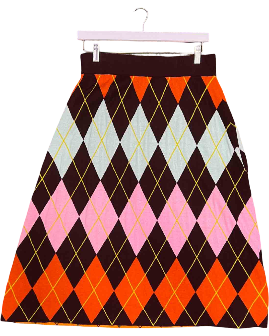 Size L | Obus Merino Wool Argyle Midi Skirt