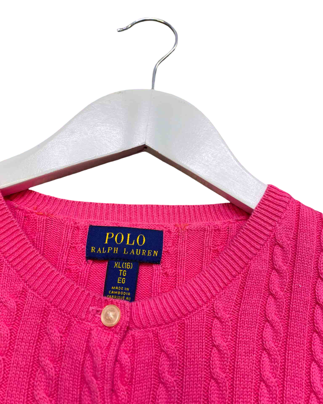 Size XL | Polo Ralph Lauren Pink Cable Knit Cardigan