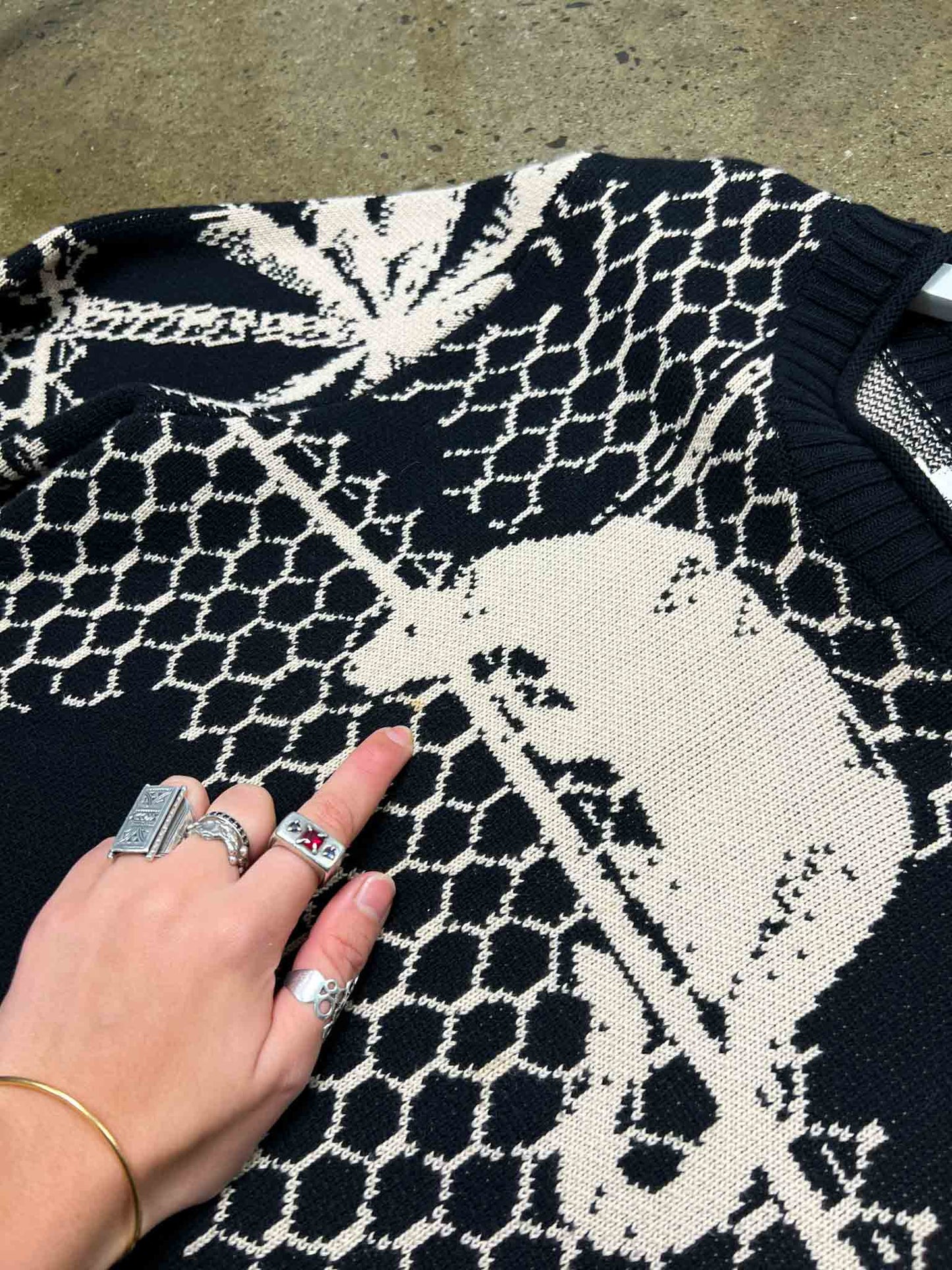 Size M | Honor the Gift Black Jungle Knit Jumper