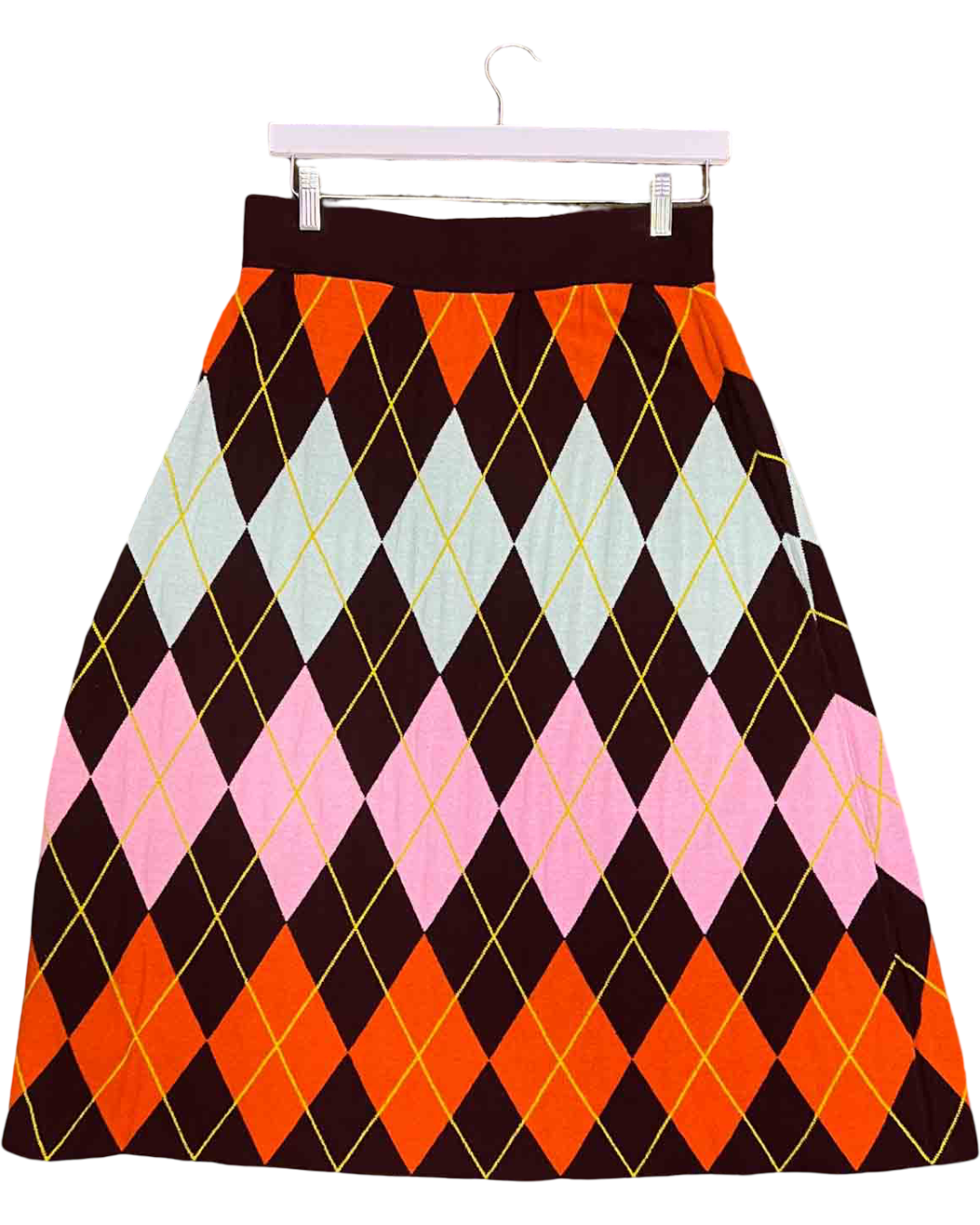Size L | Obus Merino Wool Argyle Midi Skirt
