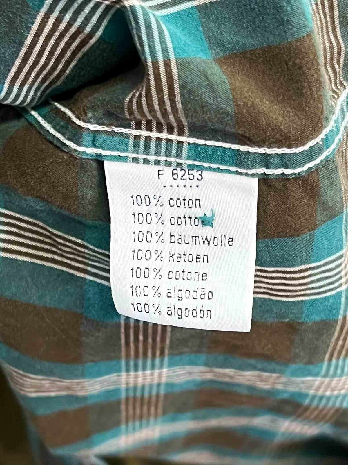 Size M | Lacoste Teal and Brown Check Shirt
