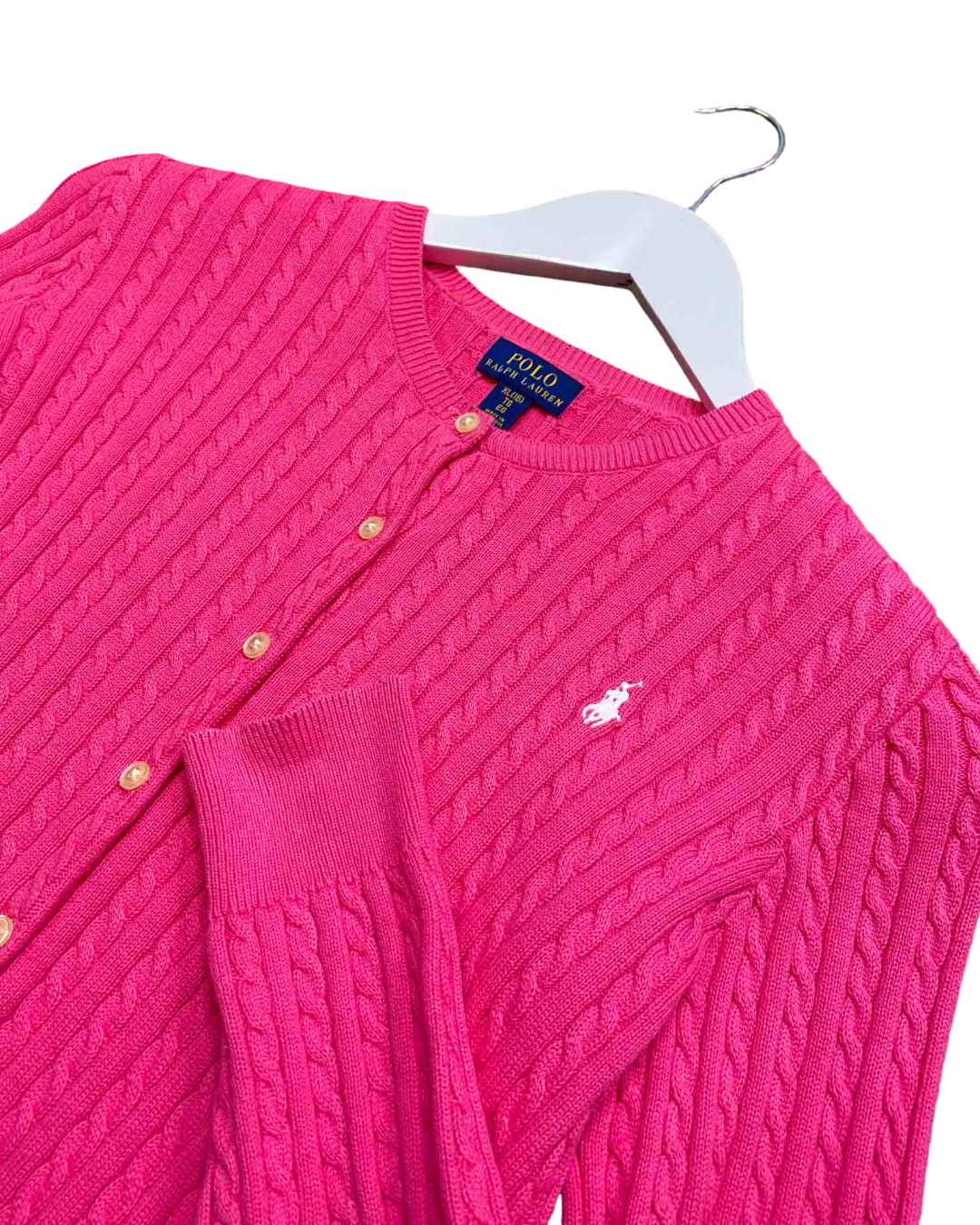 Size XL | Polo Ralph Lauren Pink Cable Knit Cardigan
