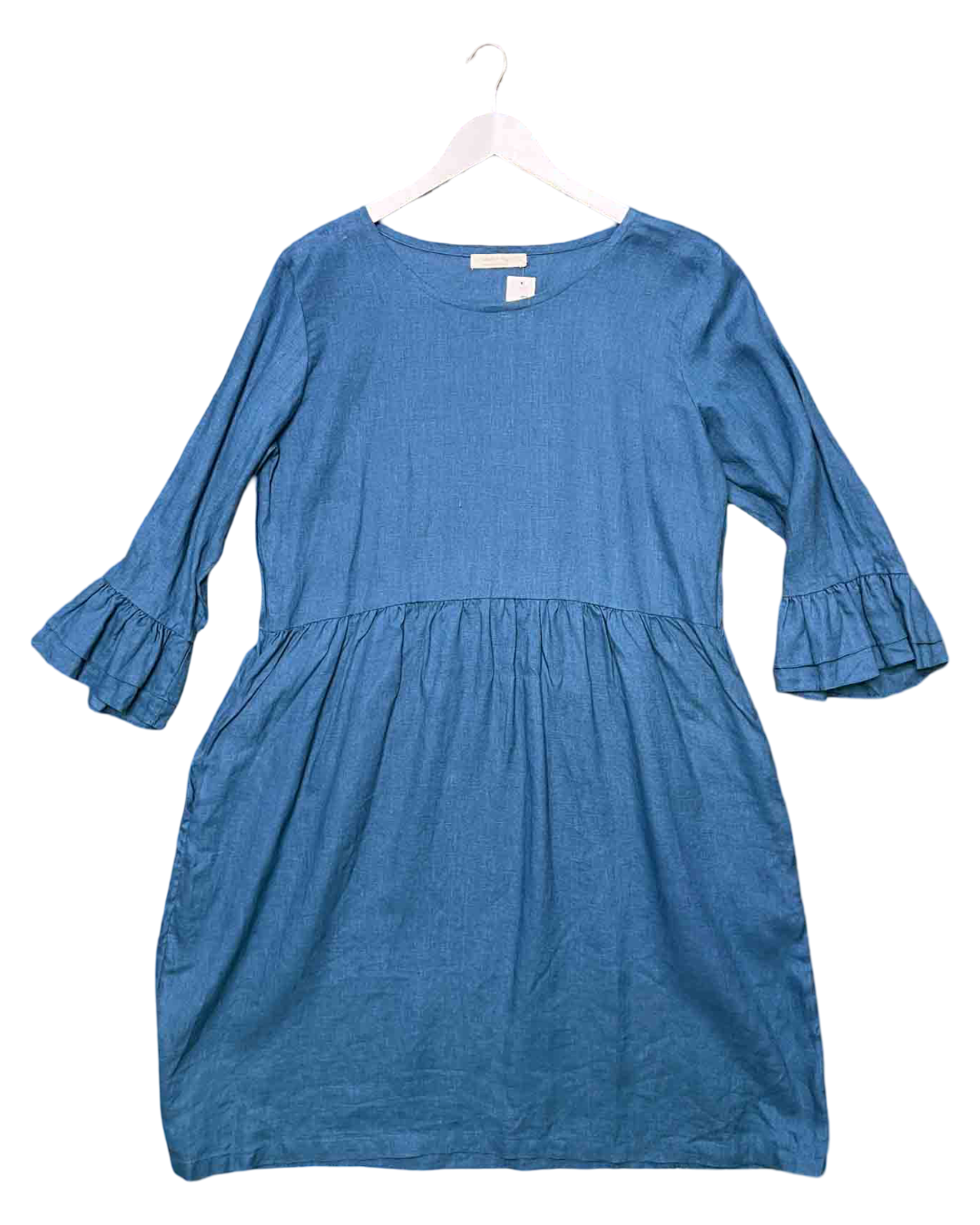 Size L | Lauren + Angie Teal Linen Mini Dress