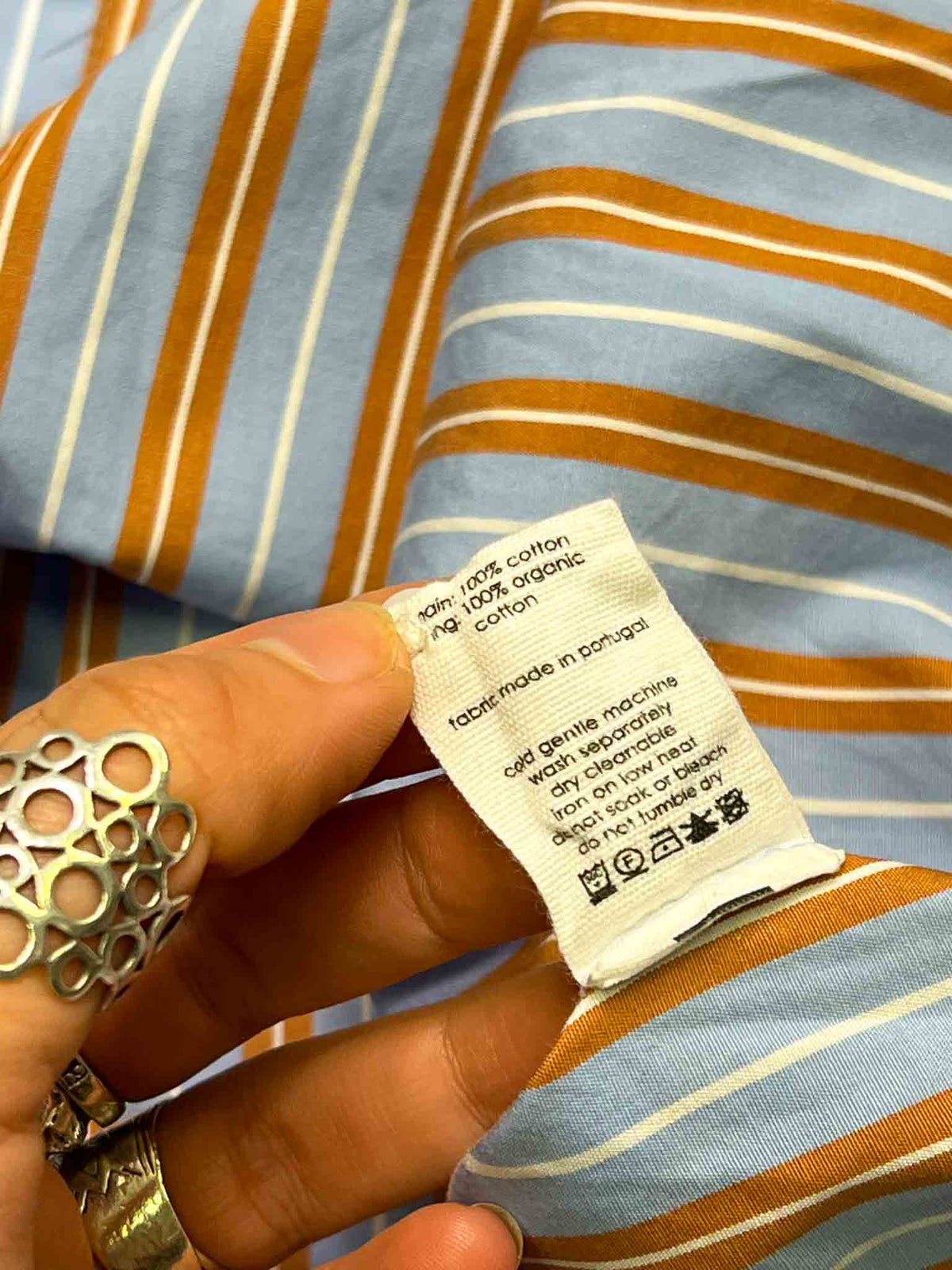Size 3 (L) | bassike Blue/Orange Organic Cotton Shirt