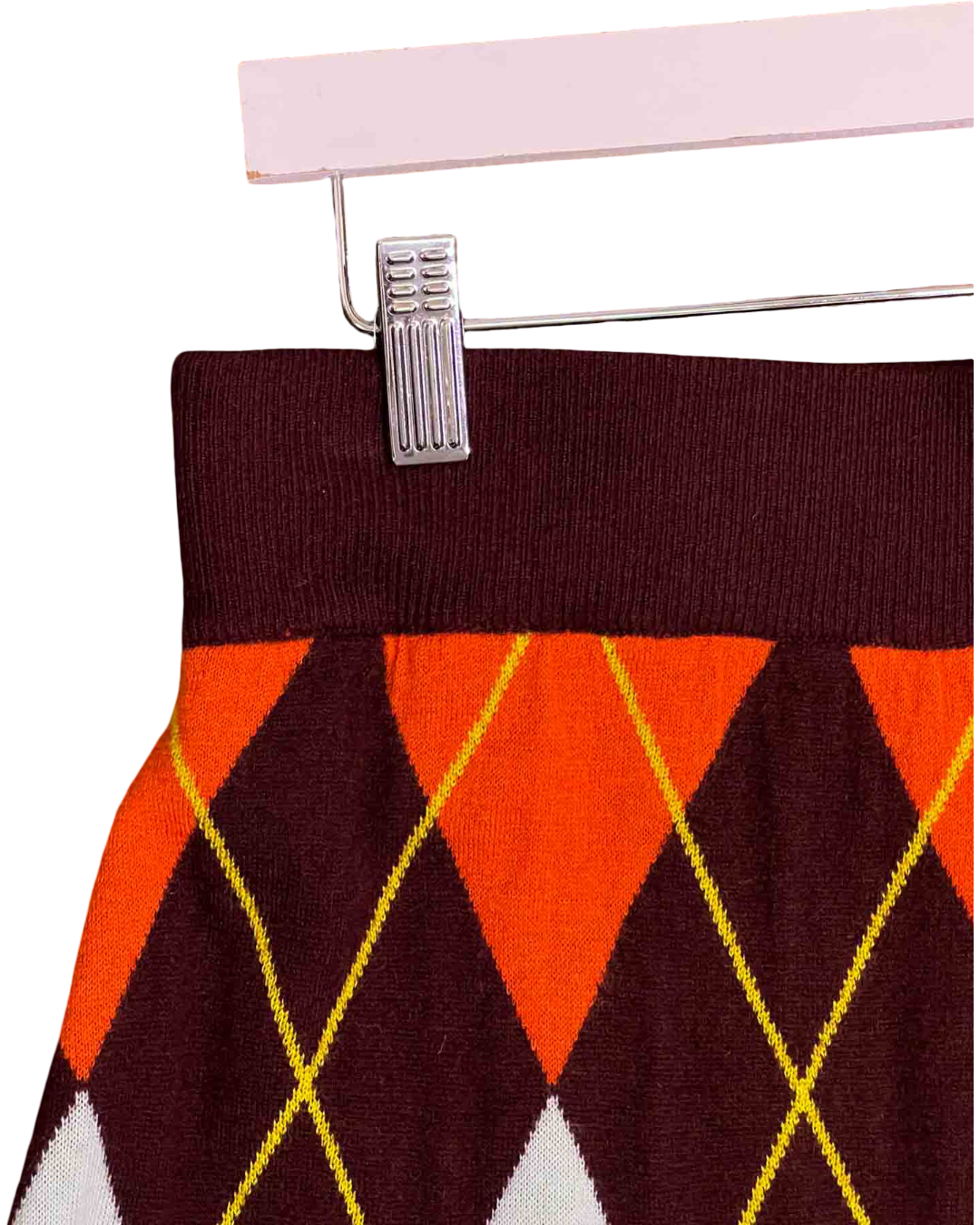 Size L | Obus Merino Wool Argyle Midi Skirt