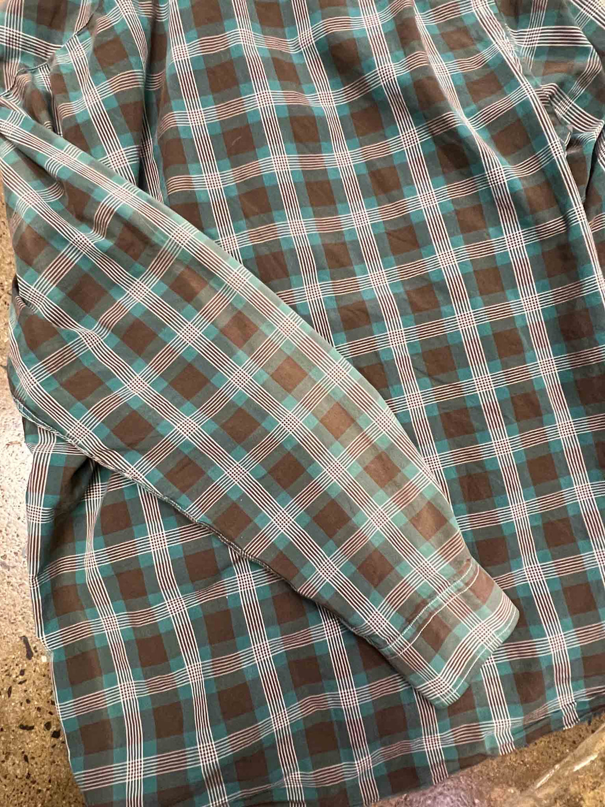 Size M | Lacoste Teal and Brown Check Shirt