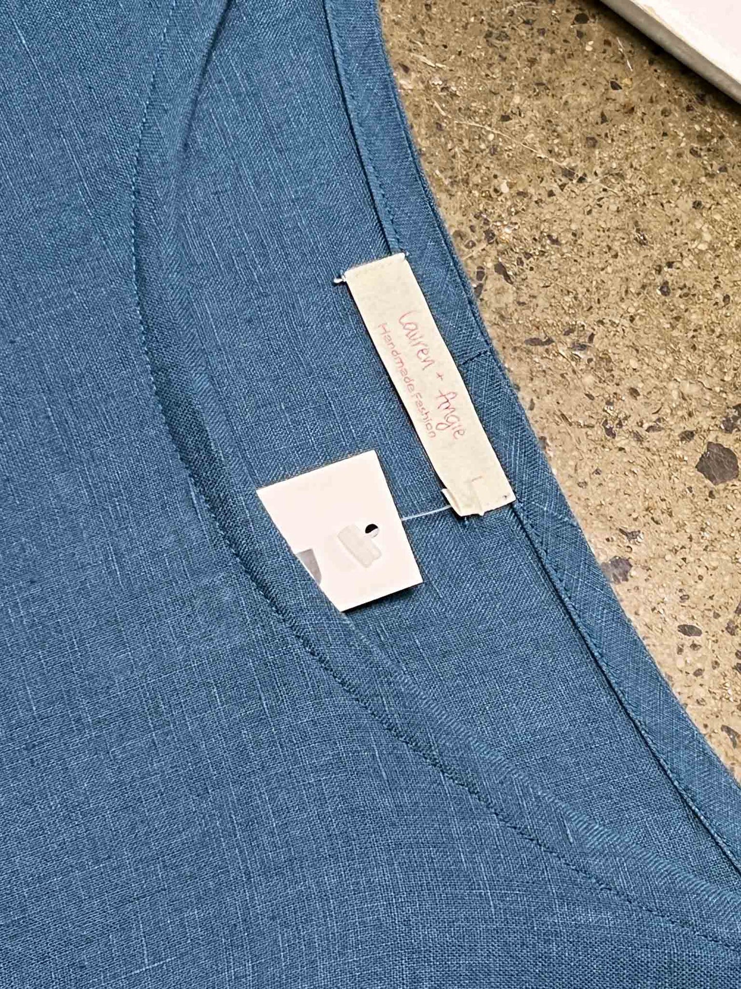Size L | Lauren + Angie Teal Linen Mini Dress