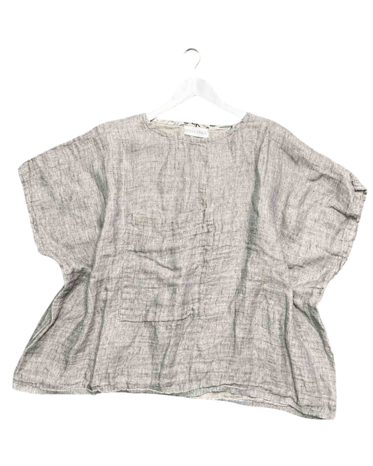 Size XL | Lena & Linen Grey Linen Boxy Top