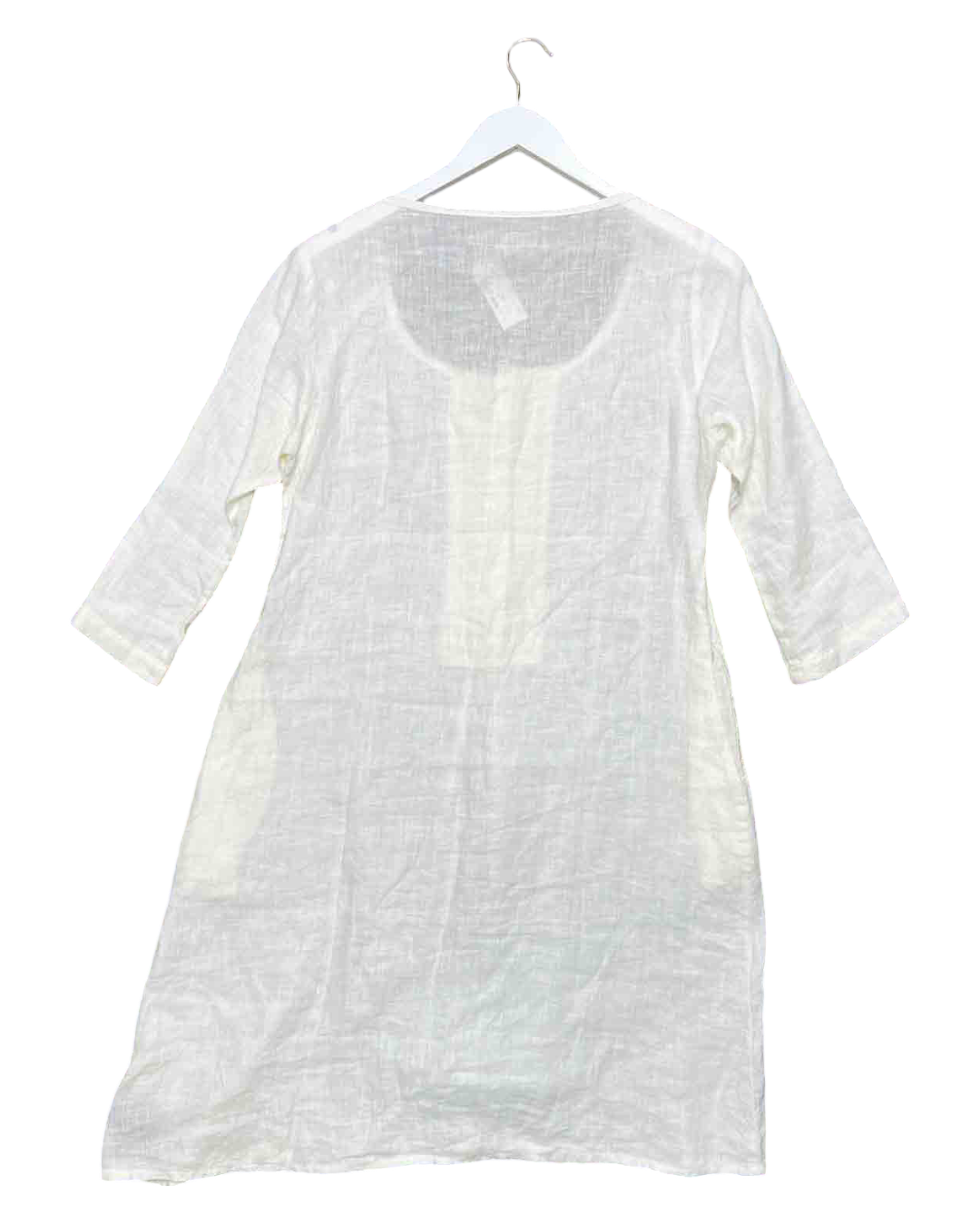 Size P (S) | Flax White Linen Smock Mini Dress