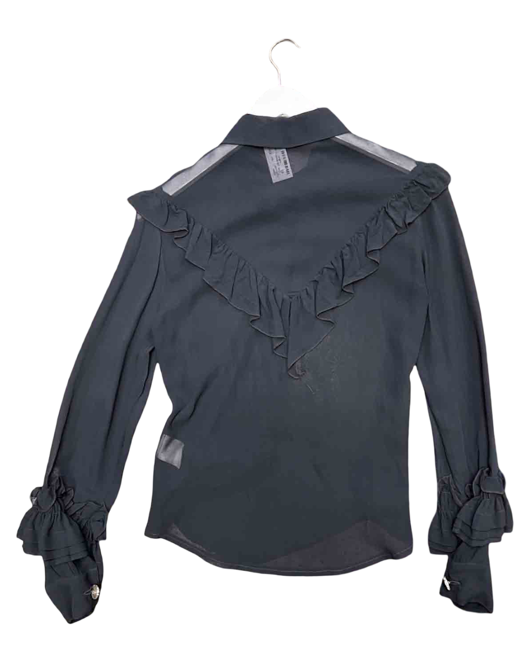 Size XS | Stolen Girlfriends Club Dark Grey Silk Rufle Shirt