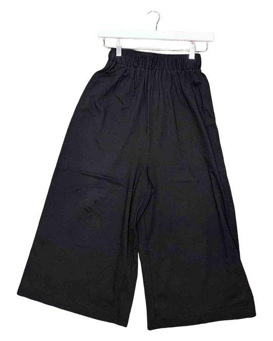 Size 1 (S) | Obus Black Organic Cotton Wide Leg Pants