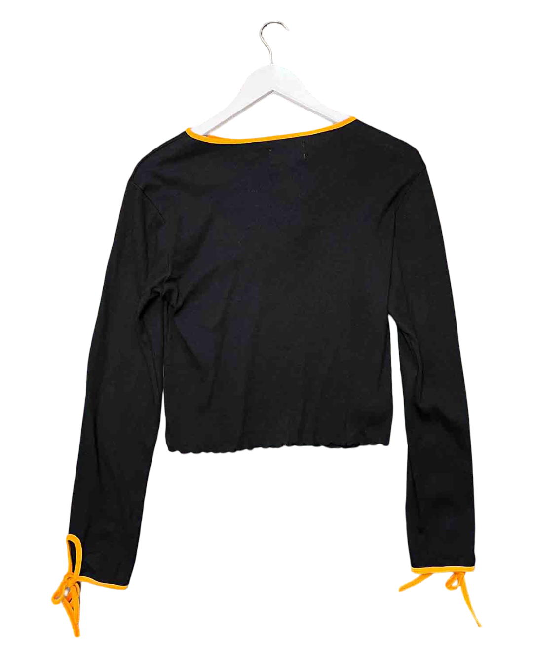 Size S | SUKU Black/Orange Cotton Asymmetric Long Sleeve Top
