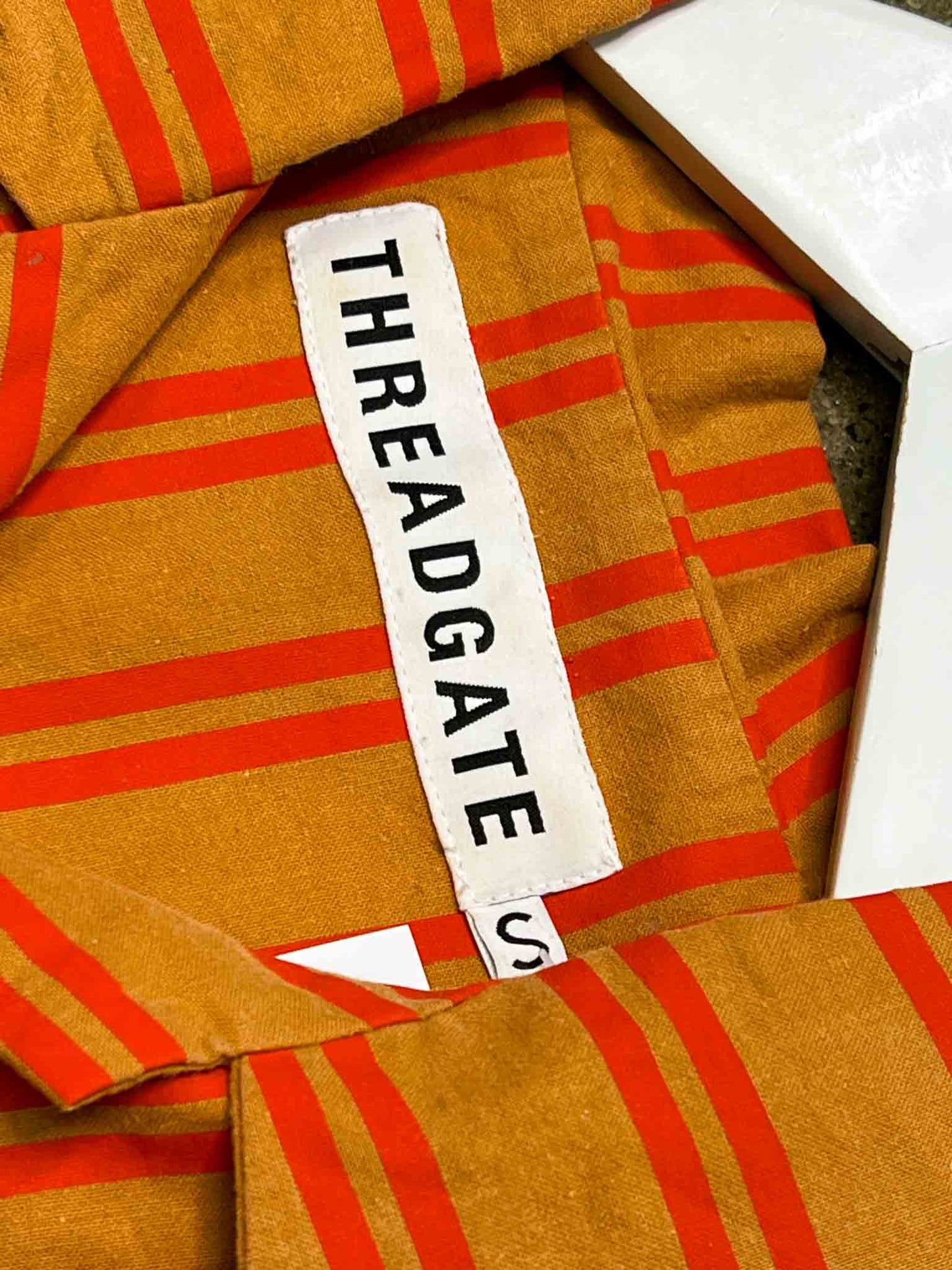 Size S | Threadgate Orange Cotton Striped Shirt
