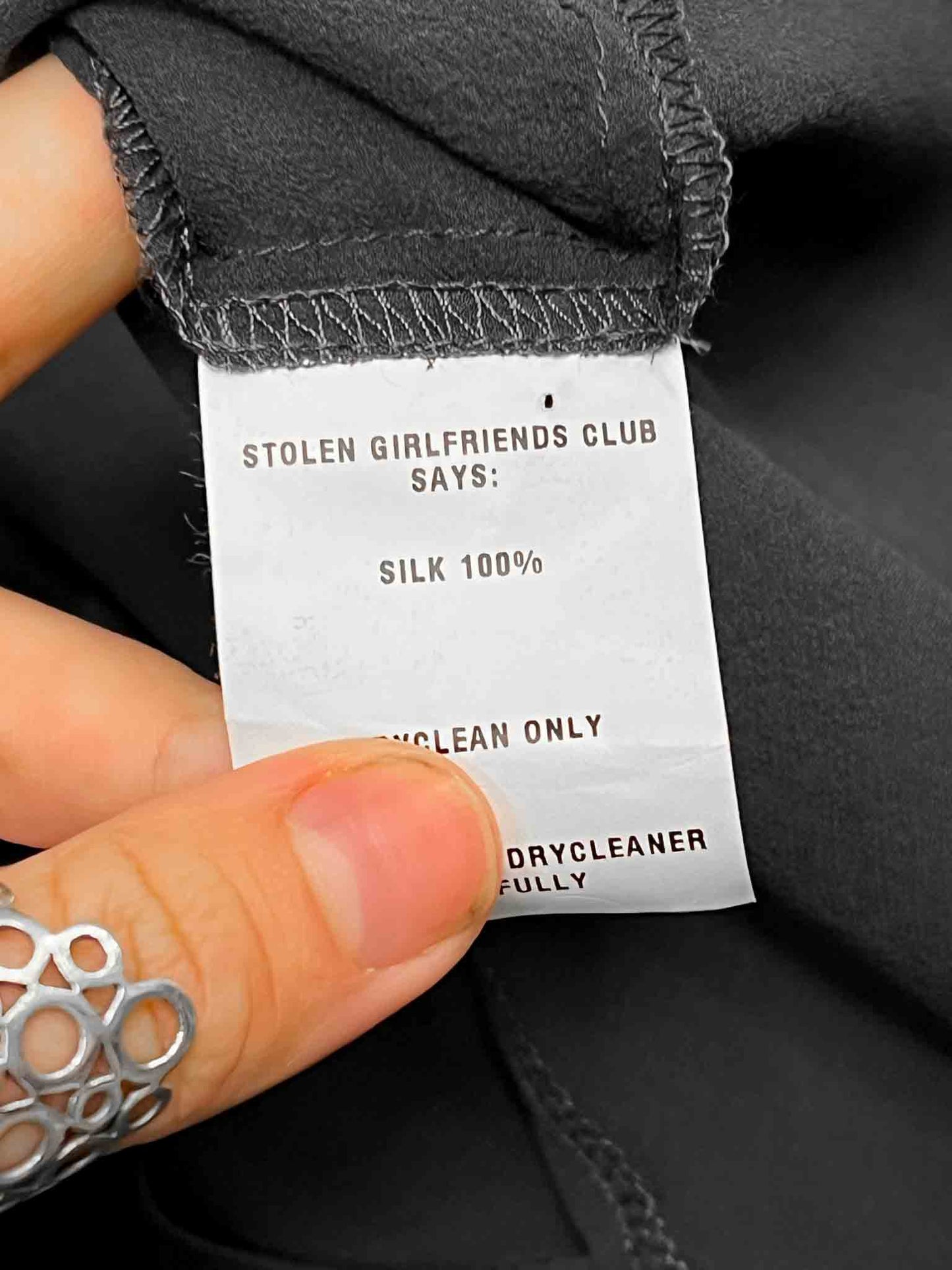 Size XS | Stolen Girlfriends Club Dark Grey Silk Rufle Shirt