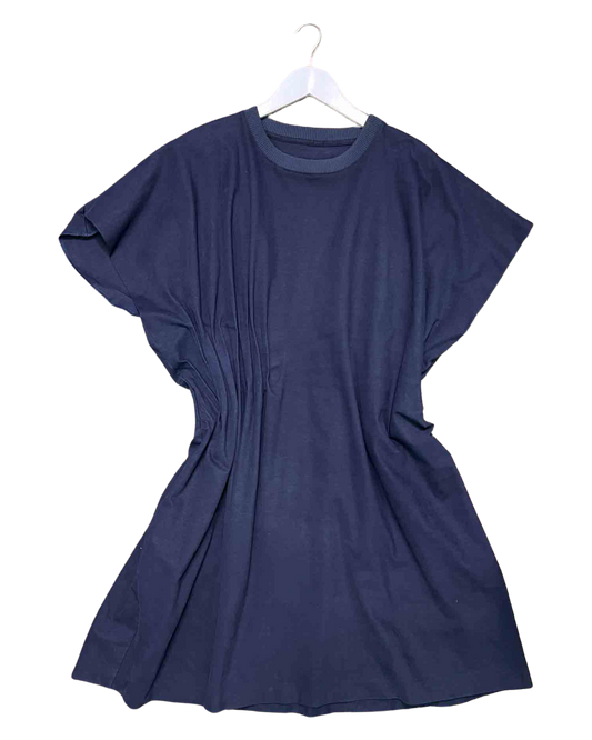 Size L | Maison Margiela Navy Blue Draped T-Shirt Dress