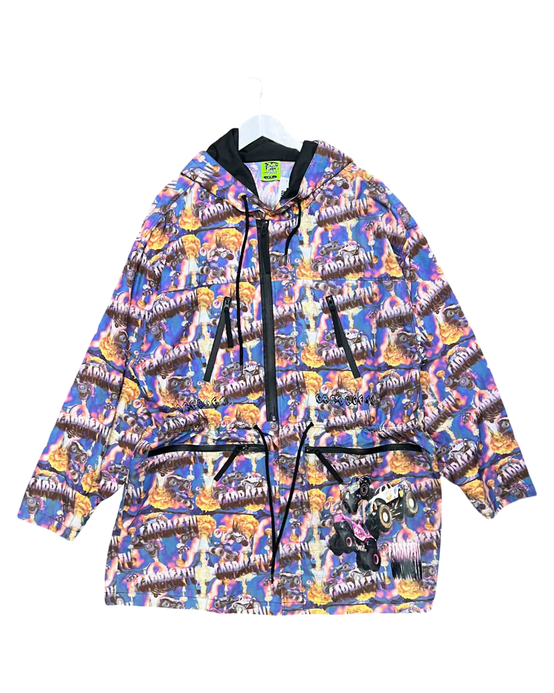 Size XL | Garbage TV Smash It Monster Print Anorak Coat