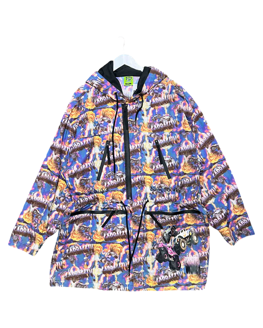 Size XL | Garbage TV Smash It Monster Print Anorak Coat