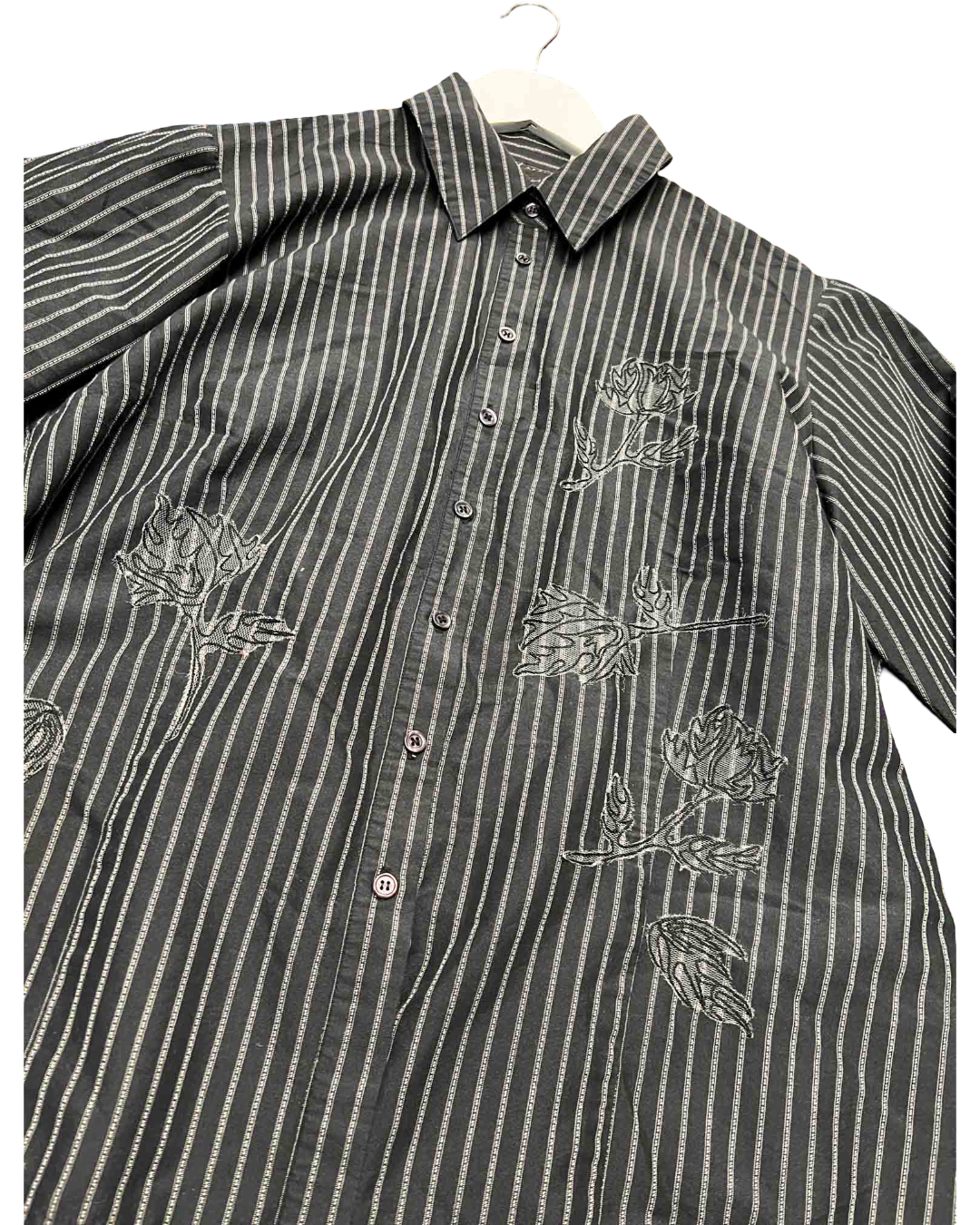 Size 22 | Free Women Grey Pinstripe Flower Shirt