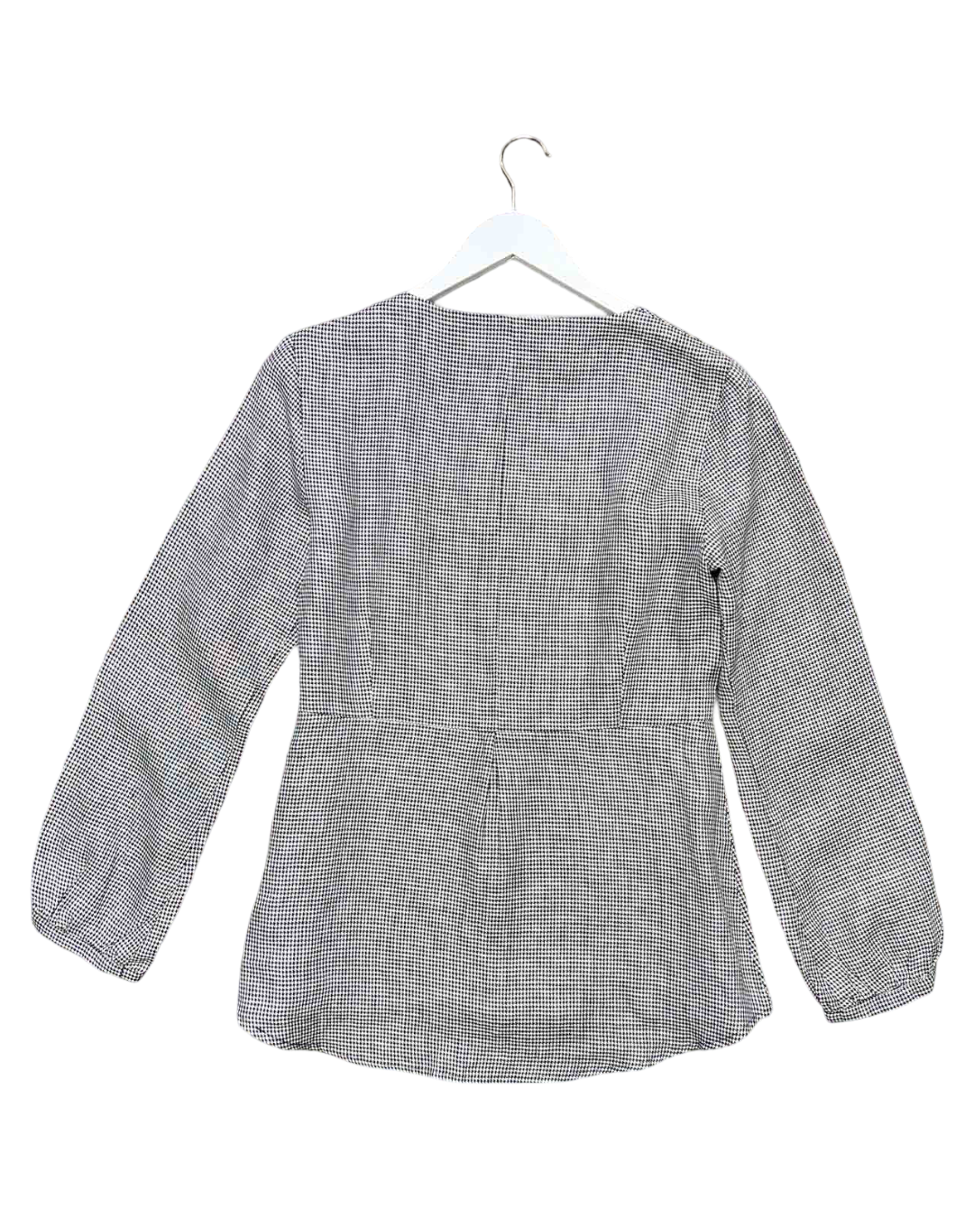 Size S | Jillian Boustred Linen Houndstooth Peplum Top