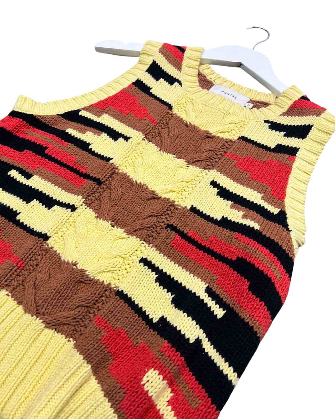 Size S | Munthe Yellow Cotton Knit Saddle Vest