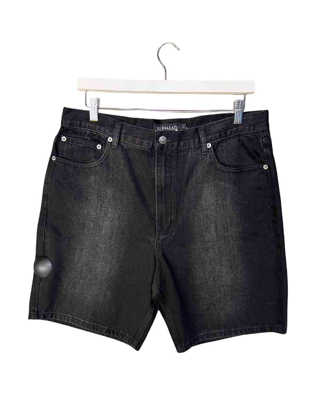 Size L | Alpha60 Washed Black Denim Shorts