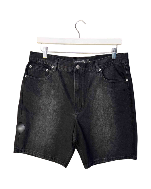 Size L | Alpha60 Washed Black Denim Shorts