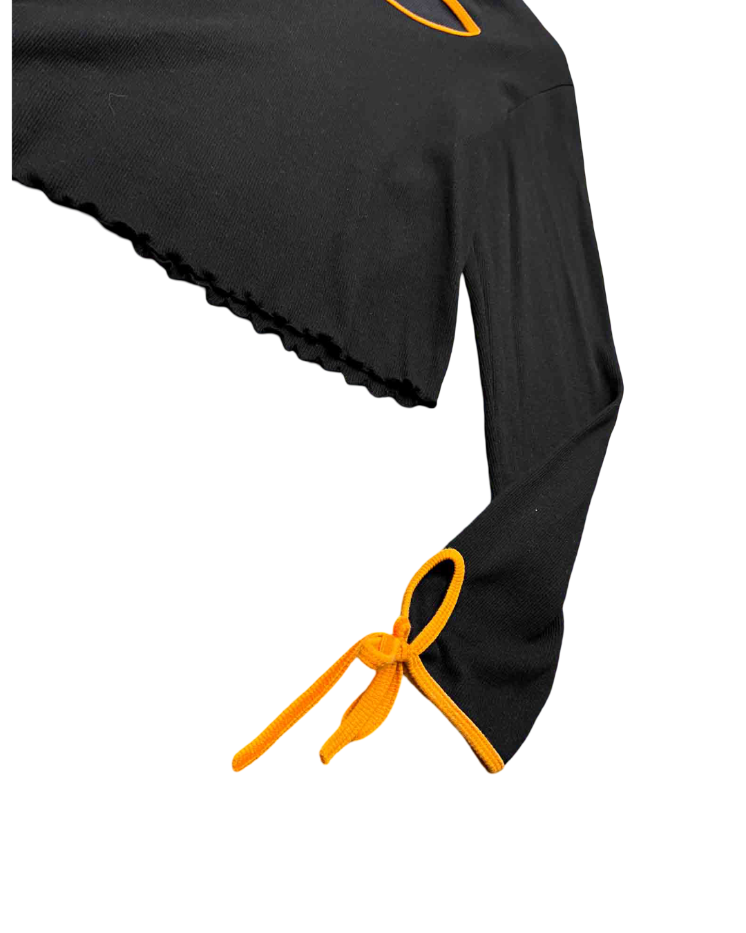 Size S | SUKU Black/Orange Cotton Asymmetric Long Sleeve Top