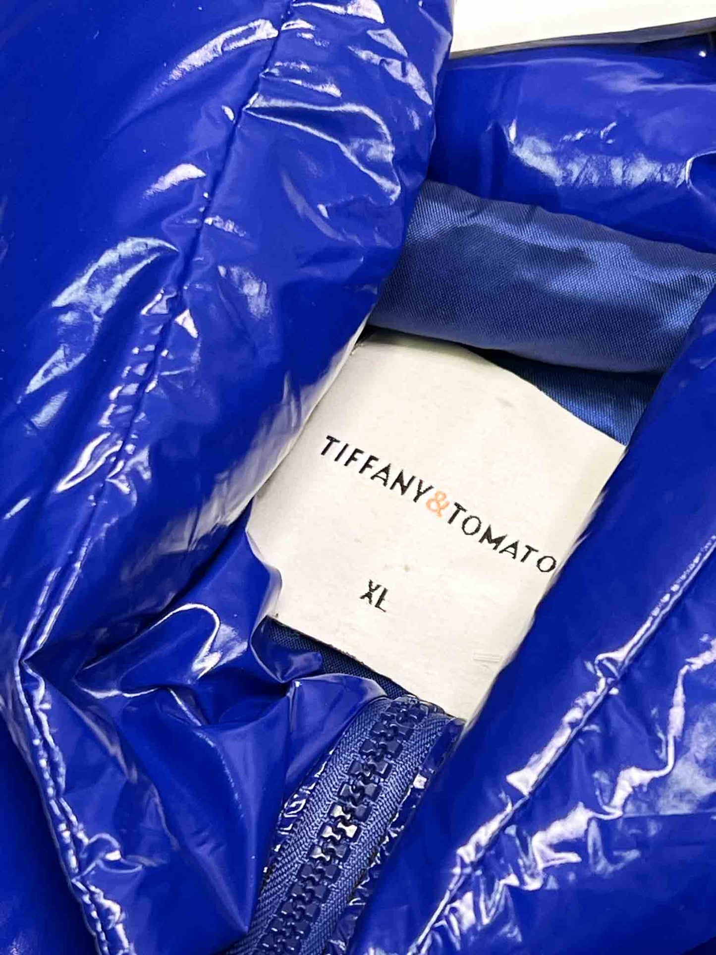 Size XL | Tiffany & Tomato Cobalt Blue Patent Puffer Vest