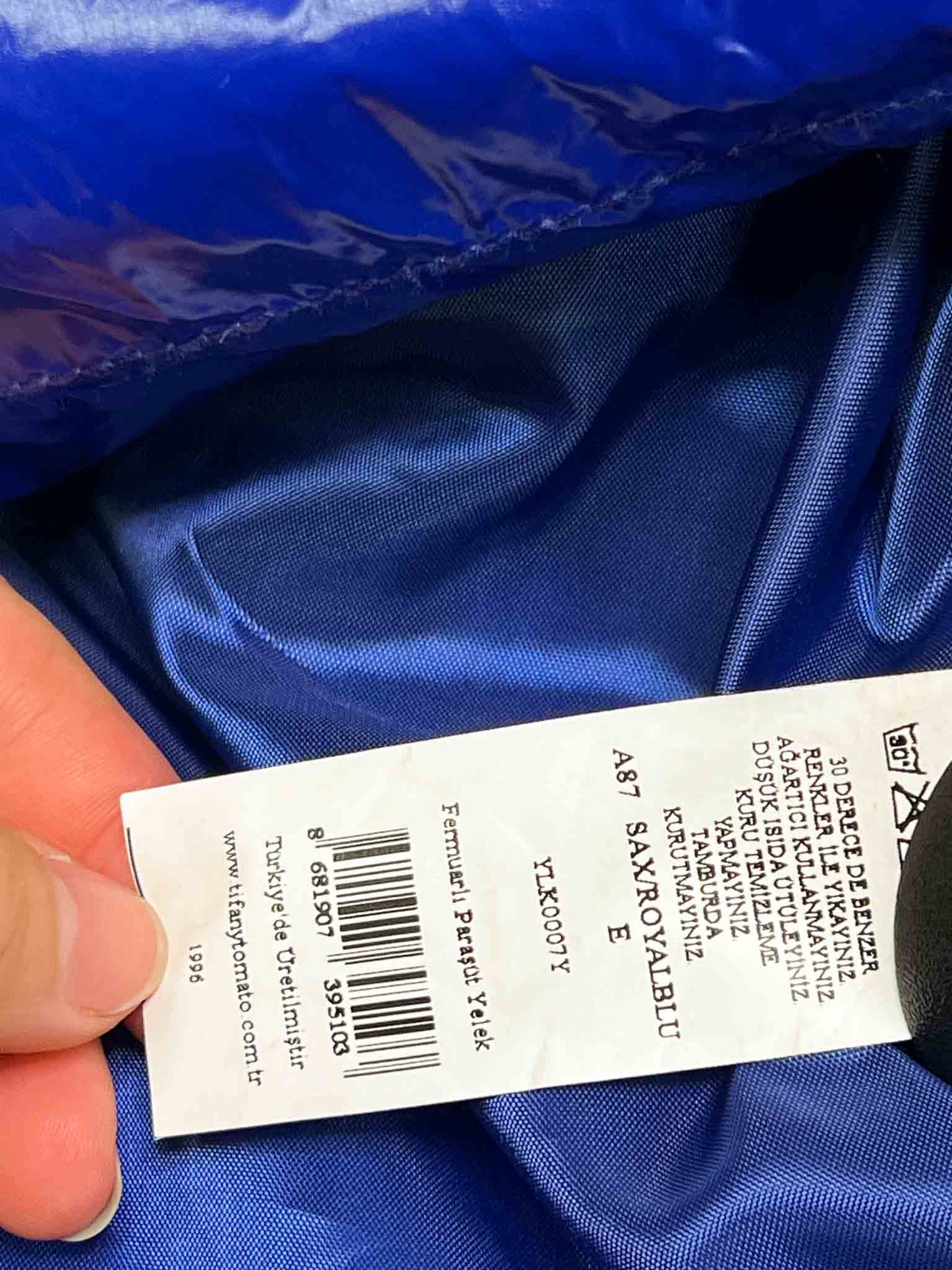 Size XL | Tiffany & Tomato Cobalt Blue Patent Puffer Vest