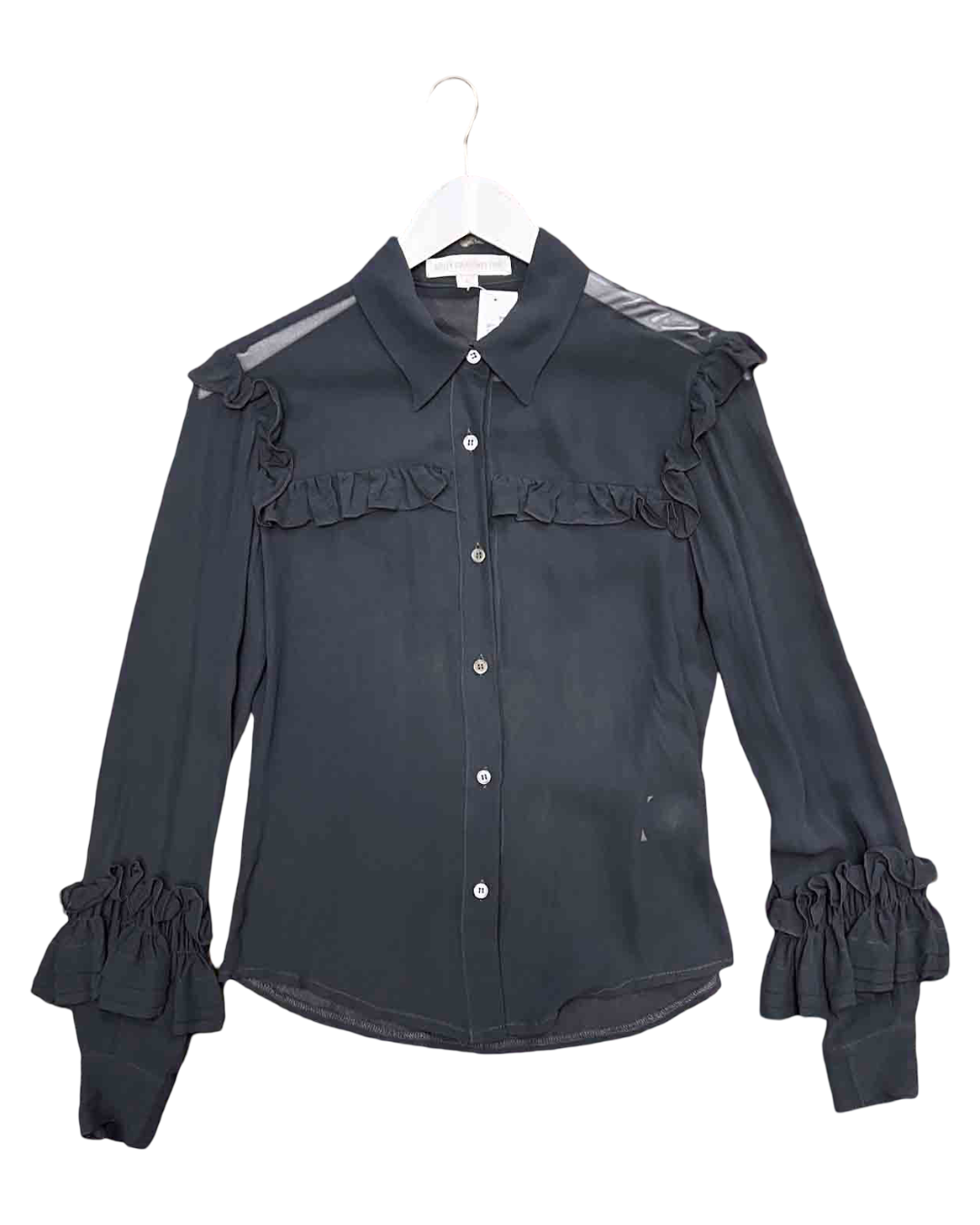 Size XS | Stolen Girlfriends Club Dark Grey Silk Rufle Shirt