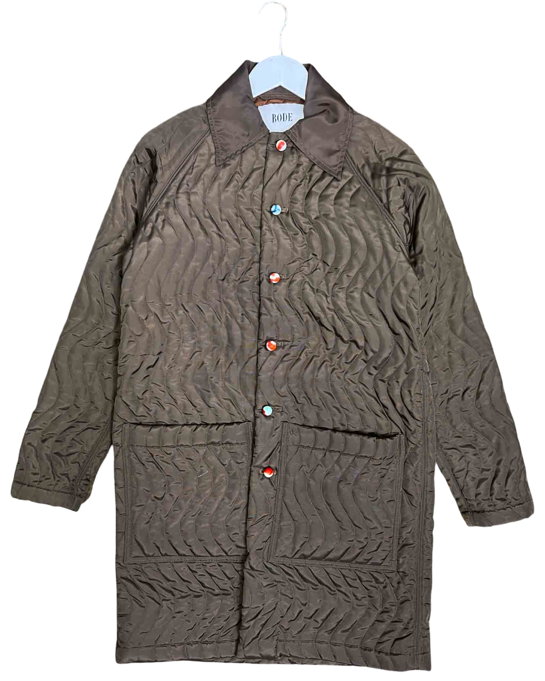 Size L/XL | Bode Quilted Brown Knee Length Coat