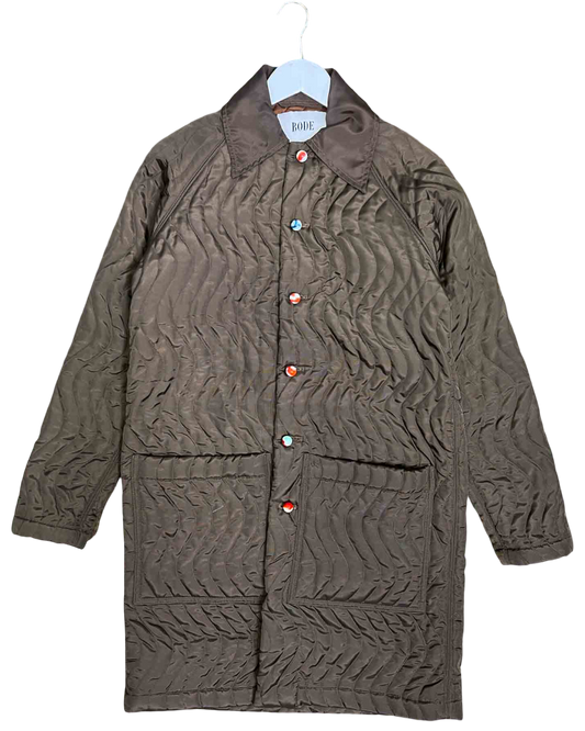 Size L/XL | Bode Quilted Brown Knee Length Coat