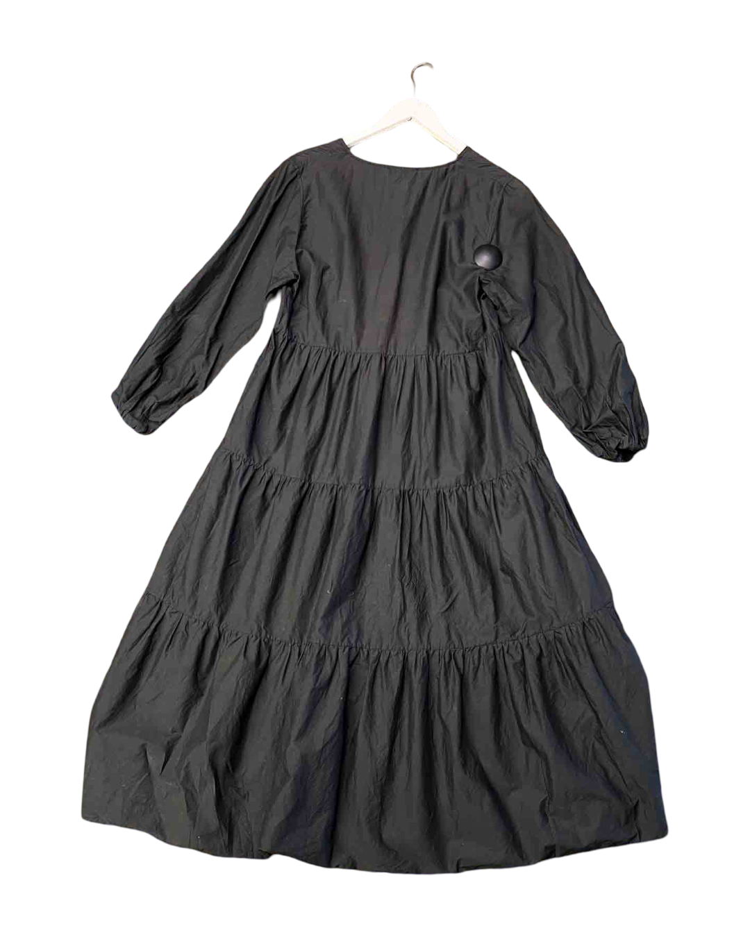 Size 6 (XS) | Matteau Black Cotton Tiered Dress