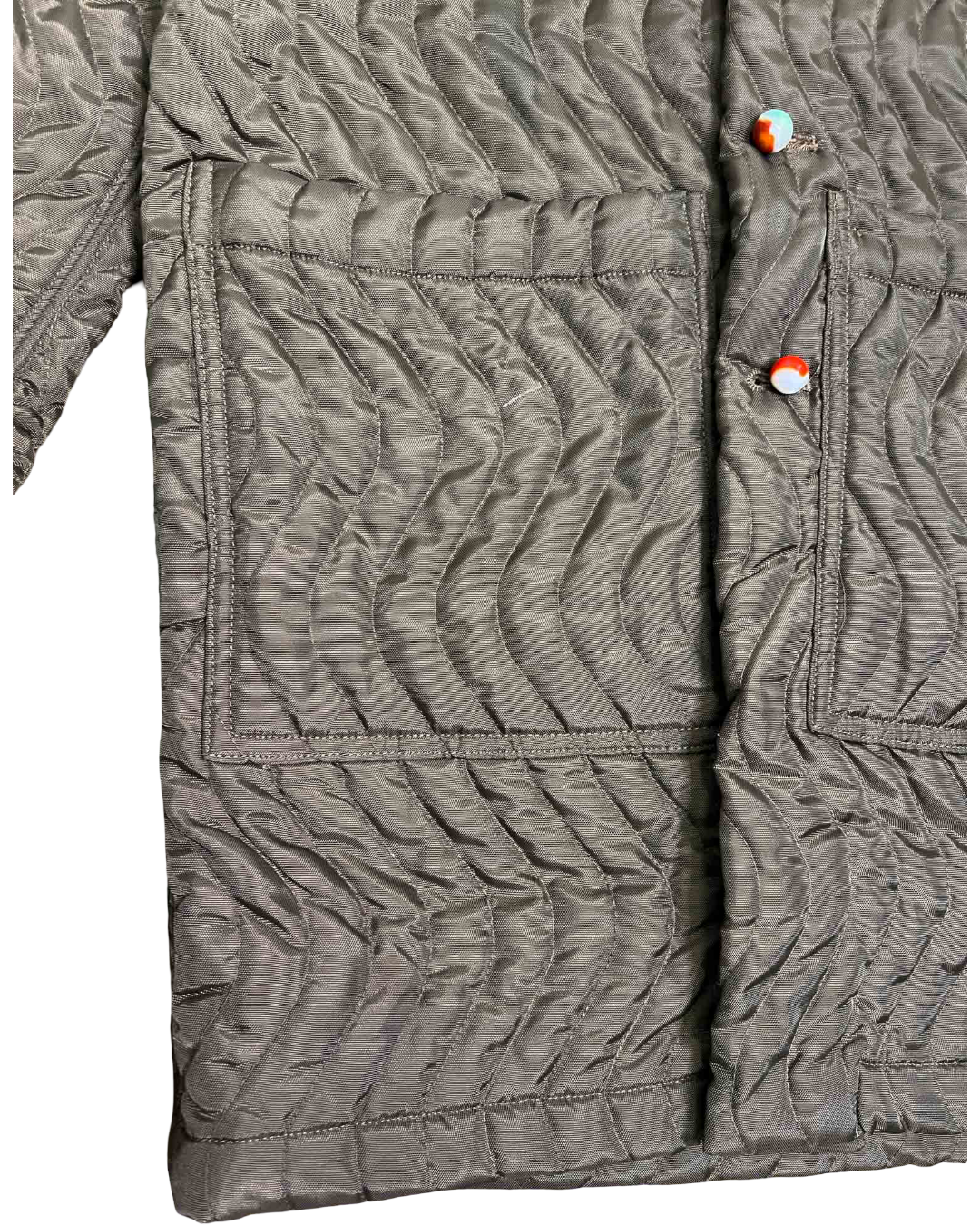 Size L/XL | Bode Quilted Brown Knee Length Coat