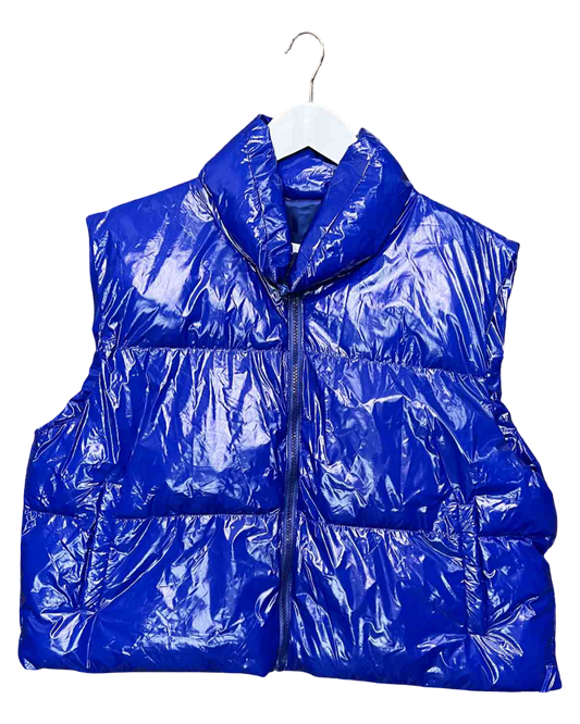 Size XL | Tiffany & Tomato Cobalt Blue Patent Puffer Vest