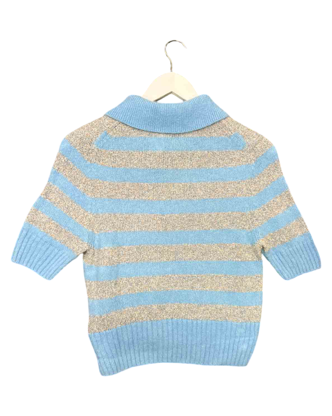 Size S | COS Wool & Alpaca Blend Striped Knit Polo Cardigan