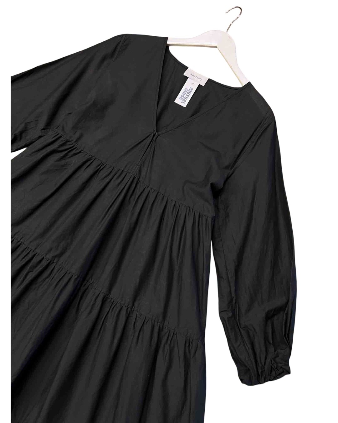 Size 6 (XS) | Matteau Black Cotton Tiered Dress