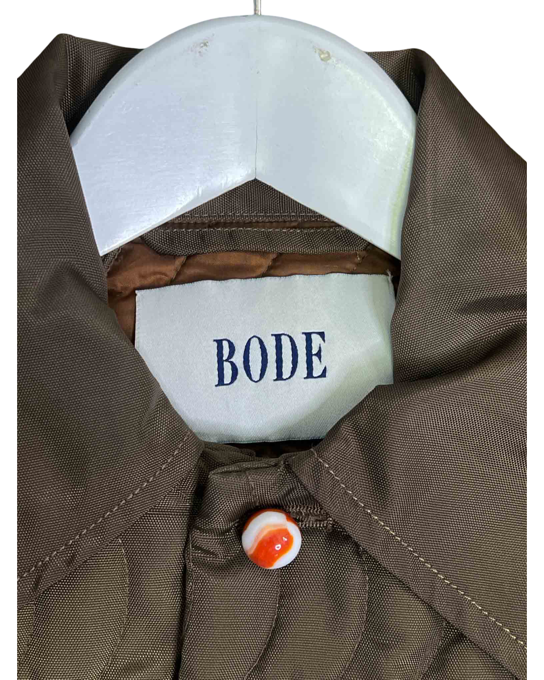 Size L/XL | Bode Quilted Brown Knee Length Coat