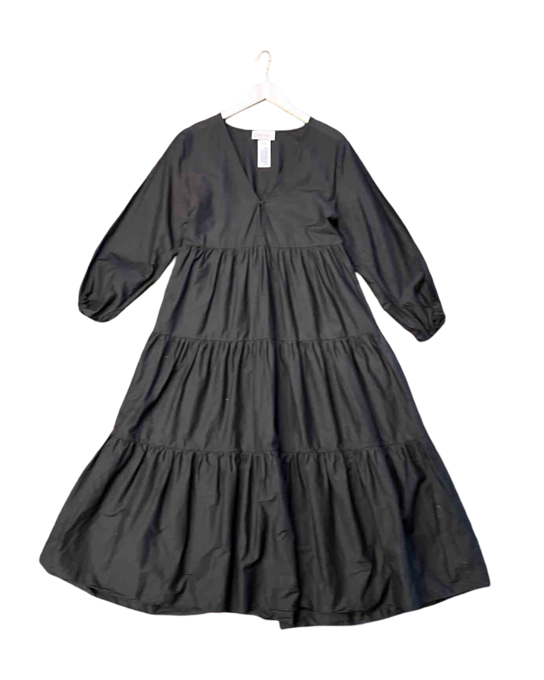 Size 6 (XS) | Matteau Black Cotton Tiered Dress