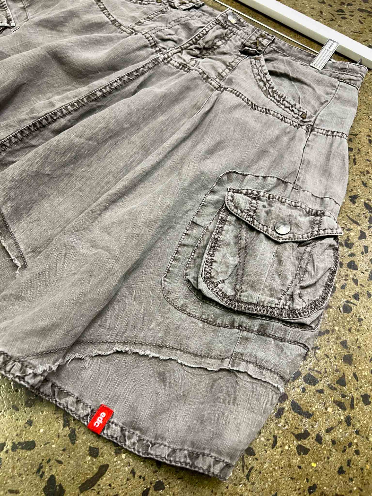 Size 36 (S) | Esprit Grey Linen Cargo Mini Skirt