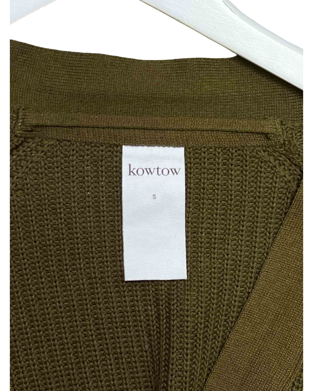 Size S | Kowtow Olive Green Composure Wrap Cardigan