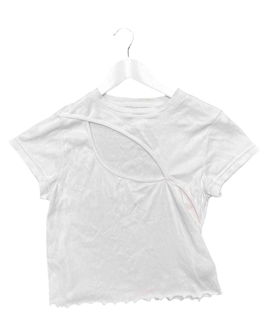 Size 6 | SUKU White Cotton Cut-Out Top