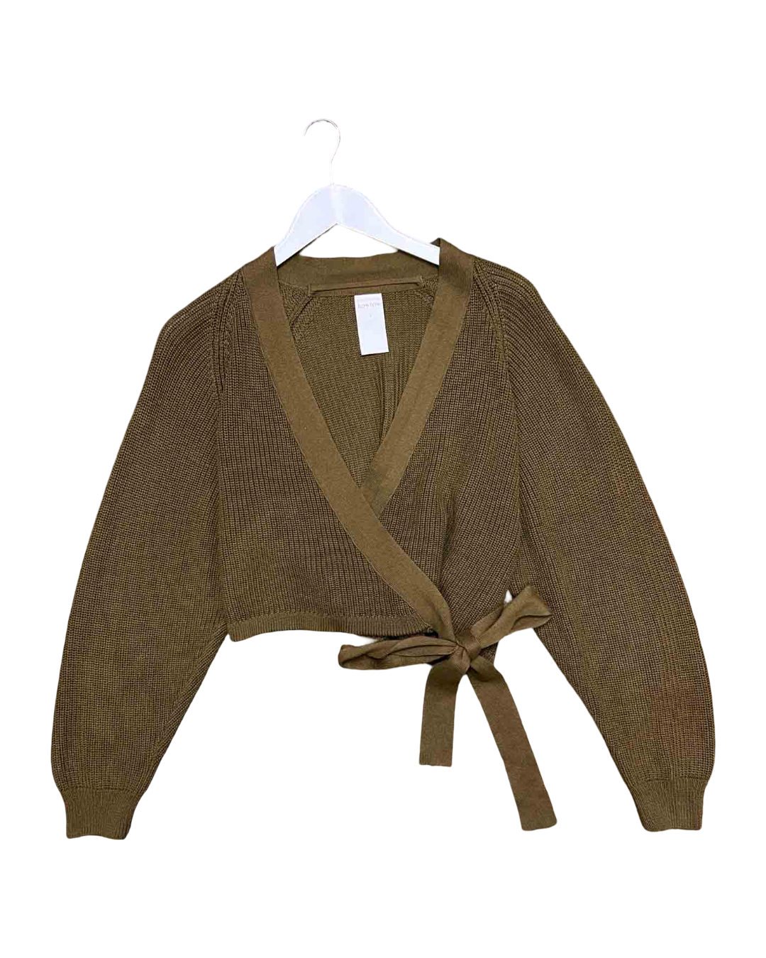 Size S | Kowtow Olive Green Composure Wrap Cardigan