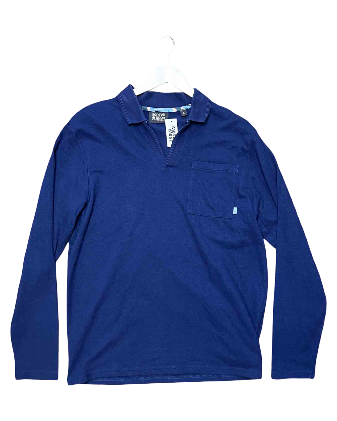 Size L | Scotch & Soda Navy Cotton Blend Knitted Long-Sleeve Top