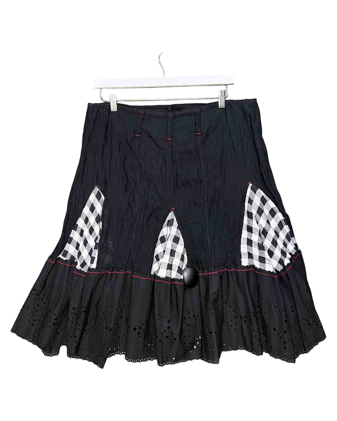 Size 46 (XL) | Bleu Cotton Gingham Midi Skirt